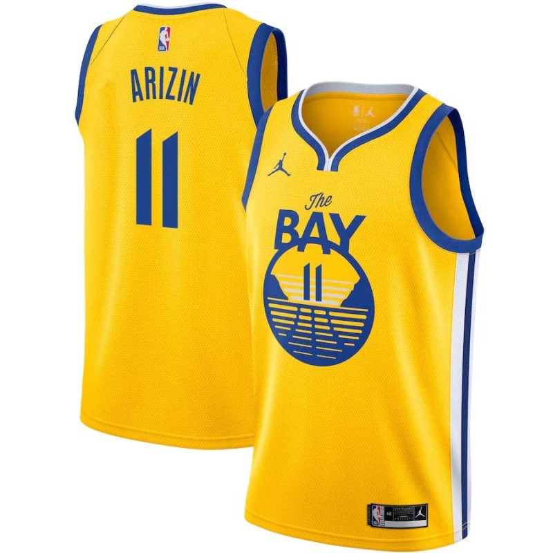 2020-21Gold Paul Arizin Twill Basketball Jersey -Warriors #11 Arizin Twill Jerseys, FREE SHIPPING