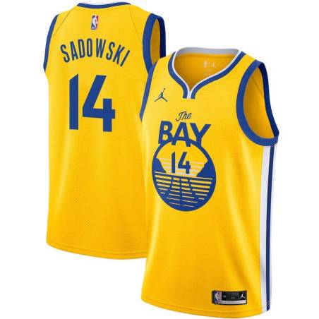 2020-21Gold Ed Sadowski Twill Basketball Jersey -Warriors #14 Sadowski Twill Jerseys, FREE SHIPPING