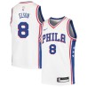 White Francisco Elson Twill Basketball Jersey -76ers #8 Elson Twill Jerseys, FREE SHIPPING