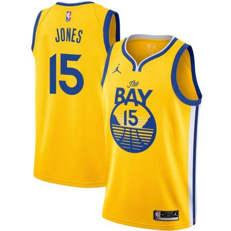 2020-21Gold Nick Jones Twill Basketball Jersey -Warriors #15 Jones Twill Jerseys, FREE SHIPPING