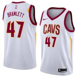 White A.J. Bramlett Twill Basketball Jersey -Cavaliers #47 Bramlett Twill Jerseys, FREE SHIPPING
