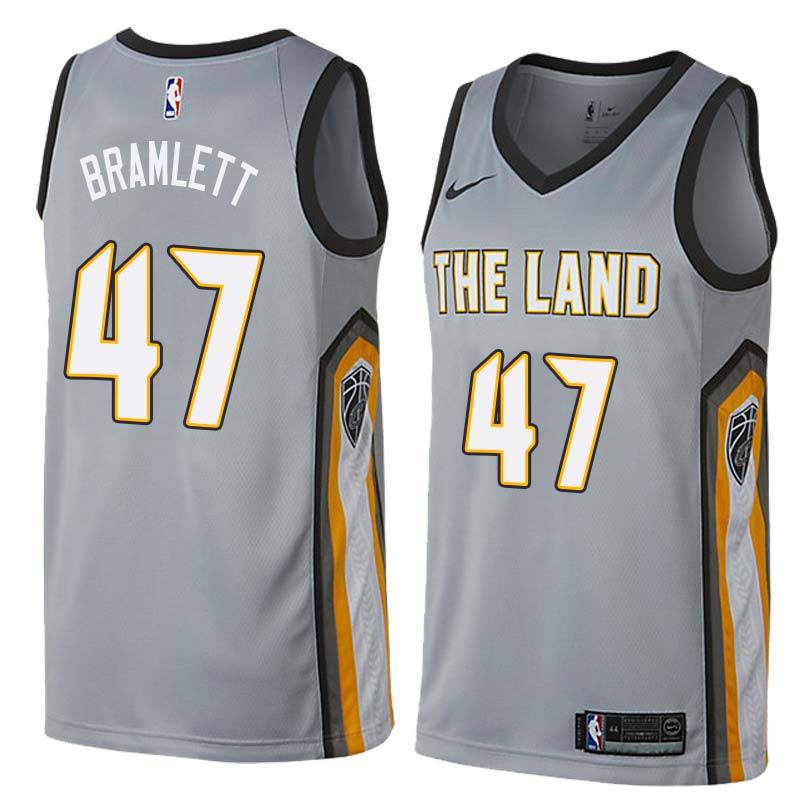 Gray A.J. Bramlett Twill Basketball Jersey -Cavaliers #47 Bramlett Twill Jerseys, FREE SHIPPING