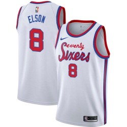 White Classic Francisco Elson Twill Basketball Jersey -76ers #8 Elson Twill Jerseys, FREE SHIPPING