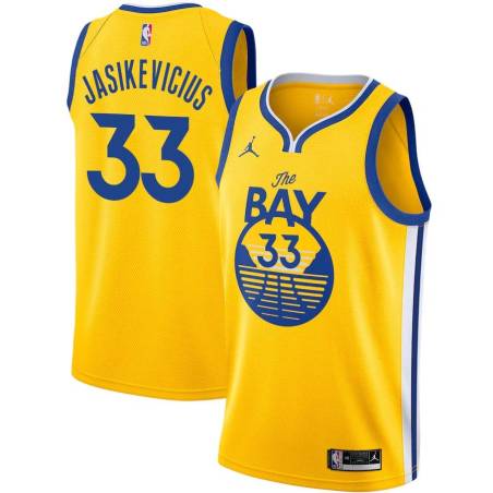 2020-21Gold Sarunas Jasikevicius Twill Basketball Jersey -Warriors #33 Jasikevicius Twill Jerseys, FREE SHIPPING