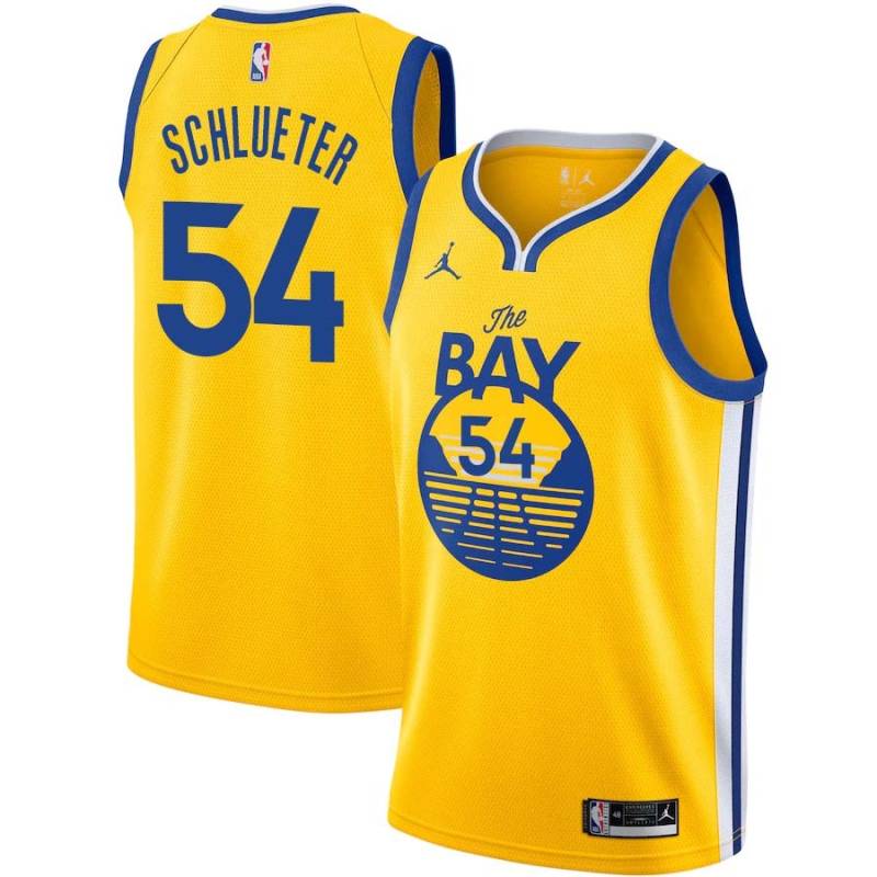 2020-21Gold Dale Schlueter Twill Basketball Jersey -Warriors #54 Schlueter Twill Jerseys, FREE SHIPPING