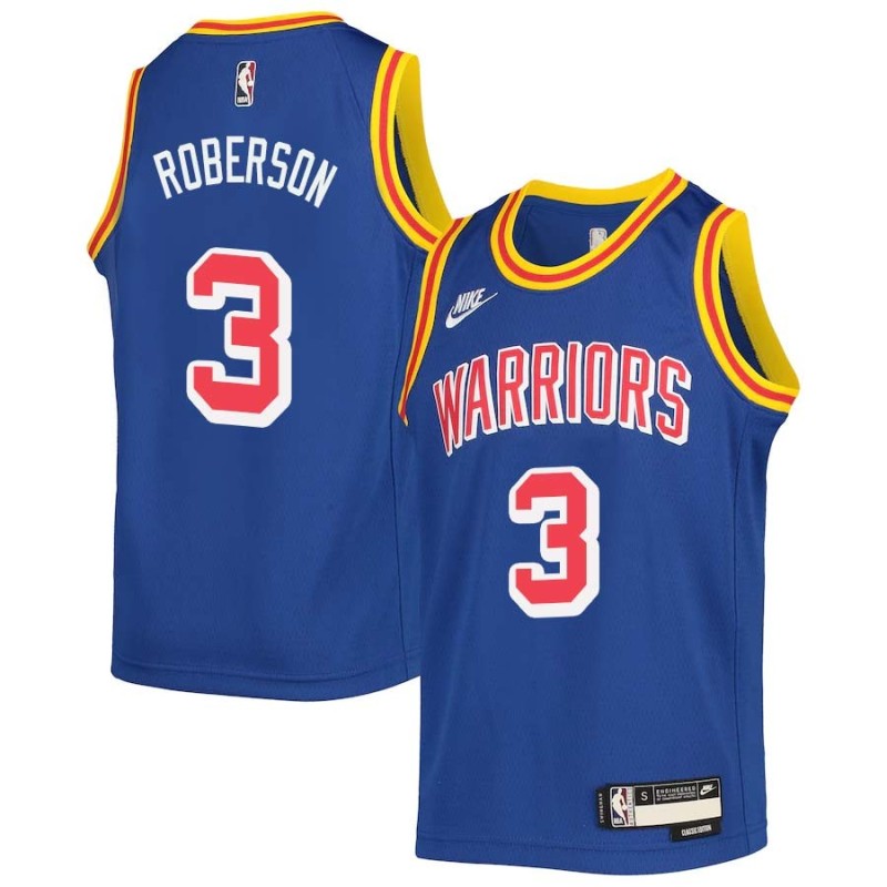 Blue Classic Anthony Roberson Twill Basketball Jersey -Warriors #3 Roberson Twill Jerseys, FREE SHIPPING