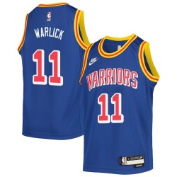 Blue Classic Bob Warlick Twill Basketball Jersey -Warriors #11 Warlick Twill Jerseys, FREE SHIPPING