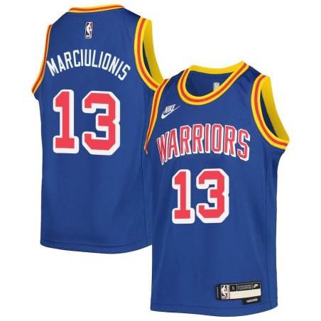 Blue Classic Sarunas Marciulionis Twill Basketball Jersey -Warriors #13 Marciulionis Twill Jerseys, FREE SHIPPING