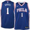 Blue Scott Brooks Twill Basketball Jersey -76ers #1 Brooks Twill Jerseys, FREE SHIPPING