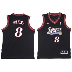 Black Throwback Damien Wilkins Twill Basketball Jersey -76ers #8 Wilkins Twill Jerseys, FREE SHIPPING