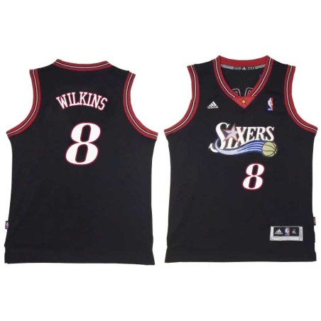 Black Throwback Damien Wilkins Twill Basketball Jersey -76ers #8 Wilkins Twill Jerseys, FREE SHIPPING