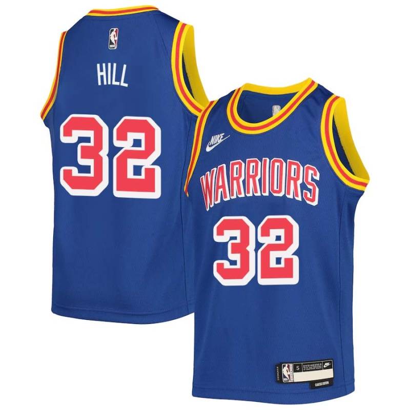 Blue Classic Tyrone Hill Twill Basketball Jersey -Warriors #32 Hill Twill Jerseys, FREE SHIPPING