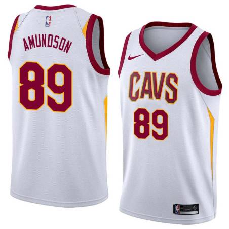 White Lou Amundson Twill Basketball Jersey -Cavaliers #89 Amundson Twill Jerseys, FREE SHIPPING