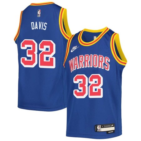 Blue Classic Dale Davis Twill Basketball Jersey -Warriors #32 Davis Twill Jerseys, FREE SHIPPING