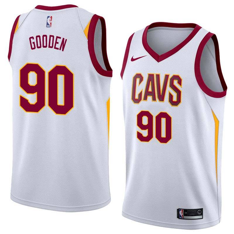 White Drew Gooden Twill Basketball Jersey -Cavaliers #90 Gooden Twill Jerseys, FREE SHIPPING