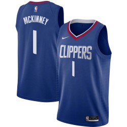 Blue Billy McKinney Twill Basketball Jersey -Clippers #1 McKinney Twill Jerseys, FREE SHIPPING
