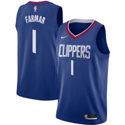 Blue Jordan Farmar Twill Basketball Jersey -Clippers #1 Farmar Twill Jerseys, FREE SHIPPING