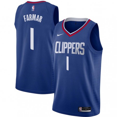 Blue Jordan Farmar Twill Basketball Jersey -Clippers #1 Farmar Twill Jerseys, FREE SHIPPING