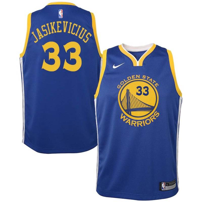 Blue2017 Sarunas Jasikevicius Twill Basketball Jersey -Warriors #33 Jasikevicius Twill Jerseys, FREE SHIPPING