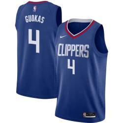Blue Matt Guokas Twill Basketball Jersey -Clippers #4 Guokas Twill Jerseys, FREE SHIPPING