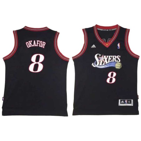 Black Throwback Jahlil Okafor Twill Basketball Jersey -76ers #8 Okafor Twill Jerseys, FREE SHIPPING