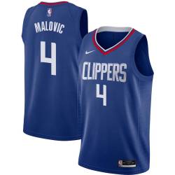 Blue Steve Malovic Twill Basketball Jersey -Clippers #4 Malovic Twill Jerseys, FREE SHIPPING