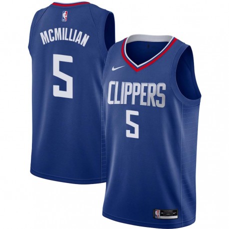 Blue Jim McMillian Twill Basketball Jersey -Clippers #5 McMillian Twill Jerseys, FREE SHIPPING