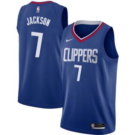 Blue Luke Jackson Twill Basketball Jersey -Clippers #7 Jackson Twill Jerseys, FREE SHIPPING