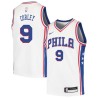White Ray Corley Twill Basketball Jersey -76ers #9 Corley Twill Jerseys, FREE SHIPPING