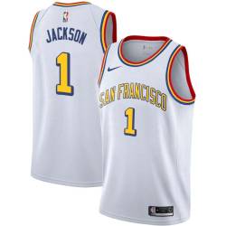 White Classic Stephen Jackson Twill Basketball Jersey -Warriors #1 Jackson Twill Jerseys, FREE SHIPPING
