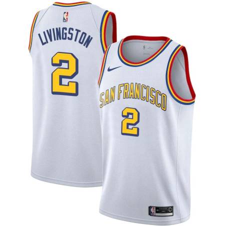 White Classic Randy Livingston Twill Basketball Jersey -Warriors #2 Livingston Twill Jerseys, FREE SHIPPING