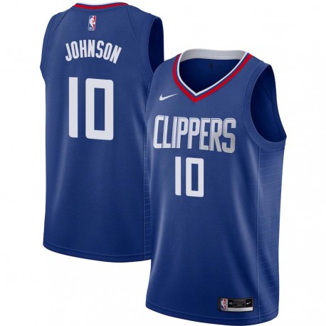 Blue Larry Johnson Twill Basketball Jersey -Clippers #10 Johnson Twill Jerseys, FREE SHIPPING