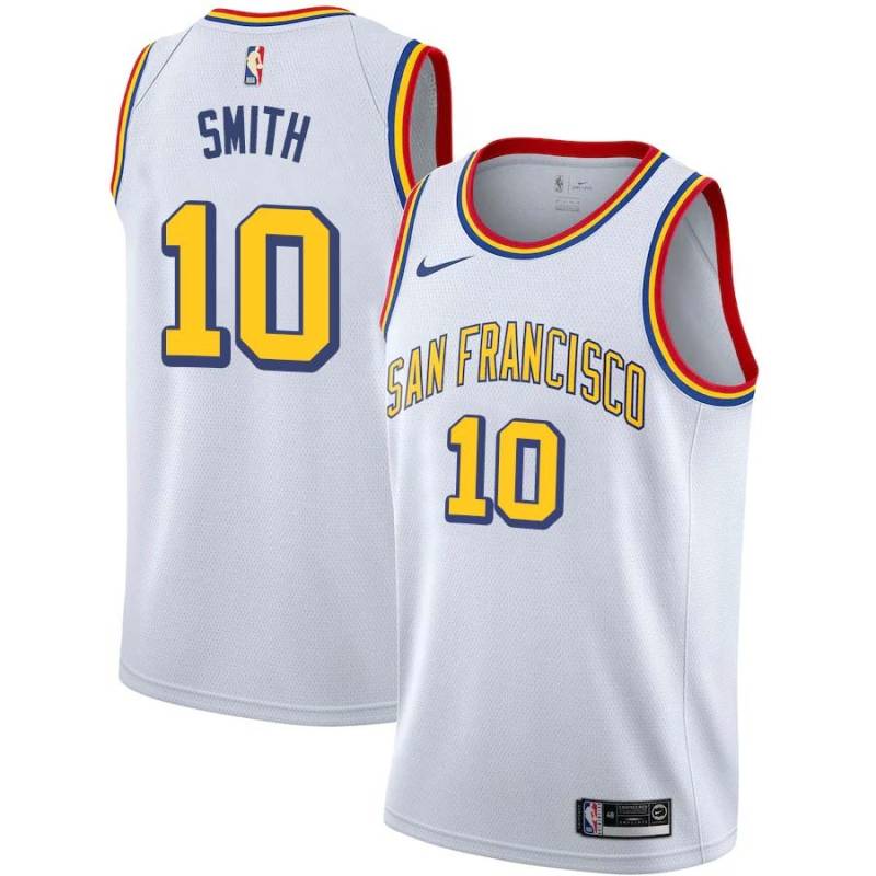 White Classic Adrian Smith Twill Basketball Jersey -Warriors #10 Smith Twill Jerseys, FREE SHIPPING