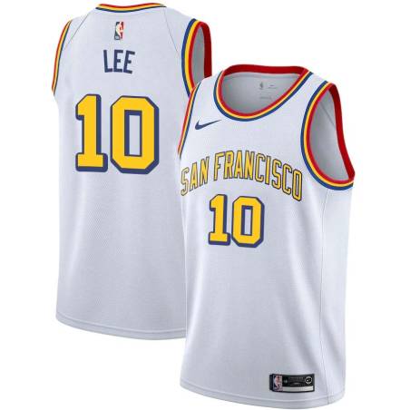 White Classic David Lee Twill Basketball Jersey -Warriors #10 Lee Twill Jerseys, FREE SHIPPING