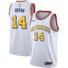 White Classic Stan Brown Twill Basketball Jersey -Warriors #14 Brown Twill Jerseys, FREE SHIPPING