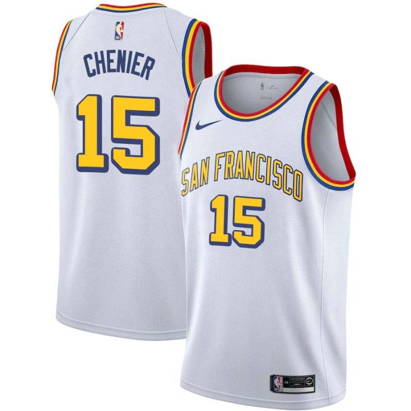 White Classic Phil Chenier Twill Basketball Jersey -Warriors #15 Chenier Twill Jerseys, FREE SHIPPING