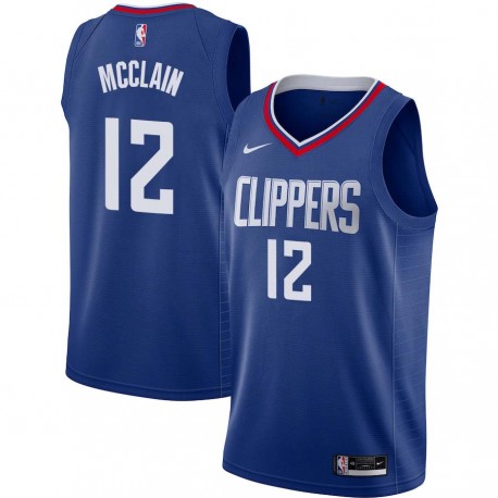 Blue Ted McClain Twill Basketball Jersey -Clippers #12 McClain Twill Jerseys, FREE SHIPPING