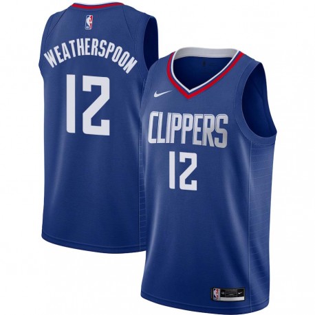 Blue Nick Weatherspoon Twill Basketball Jersey -Clippers #12 Weatherspoon Twill Jerseys, FREE SHIPPING