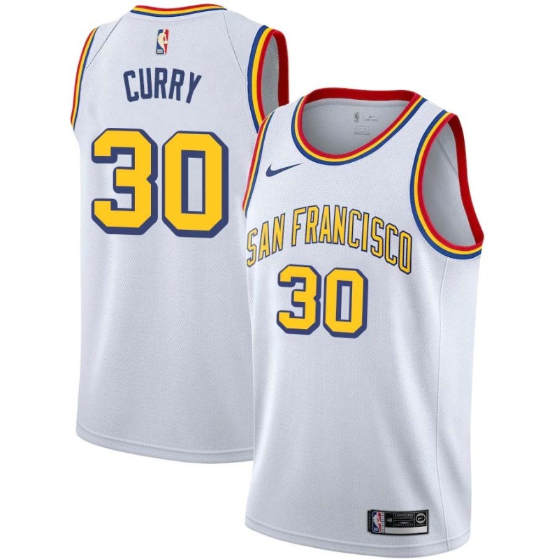 White Classic Stephen Curry Twill Basketball Jersey -Warriors #30 Curry Twill Jerseys, FREE SHIPPING