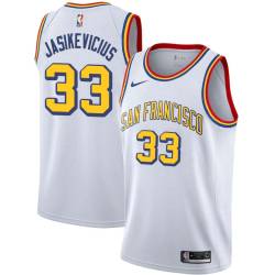 White Classic Sarunas Jasikevicius Twill Basketball Jersey -Warriors #33 Jasikevicius Twill Jerseys, FREE SHIPPING