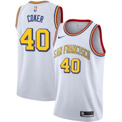 White Classic John Coker Twill Basketball Jersey -Warriors #40 Coker Twill Jerseys, FREE SHIPPING