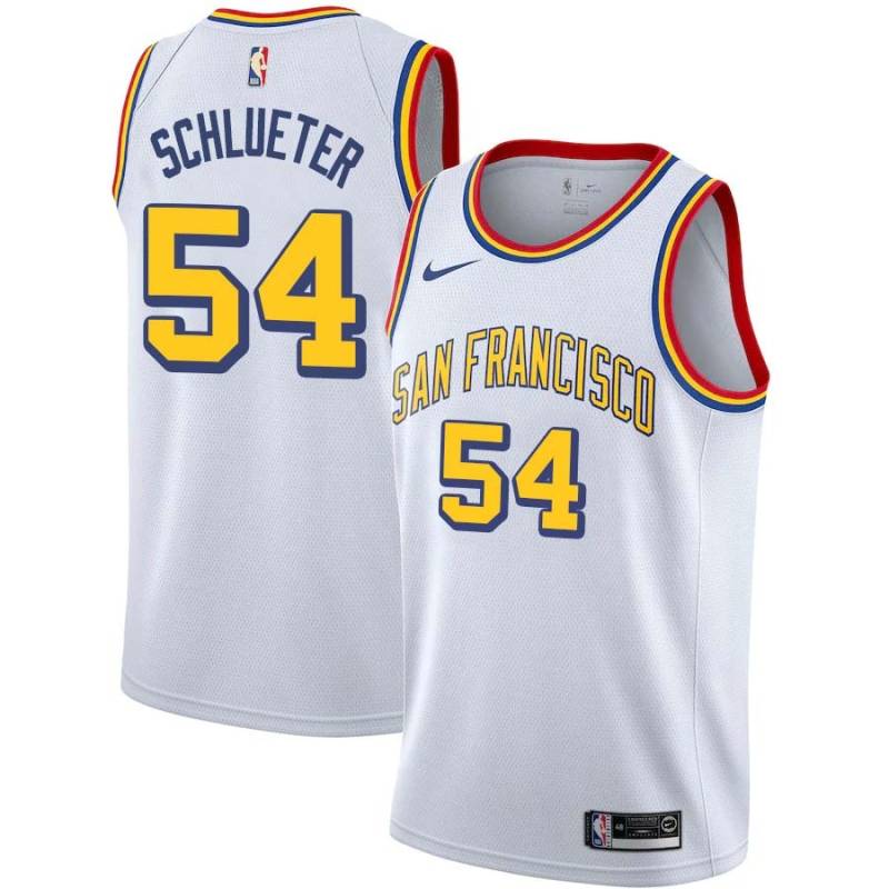 White Classic Dale Schlueter Twill Basketball Jersey -Warriors #54 Schlueter Twill Jerseys, FREE SHIPPING