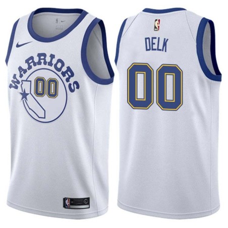 White_Throwback Tony Delk Twill Basketball Jersey -Warriors #00 Delk Twill Jerseys, FREE SHIPPING