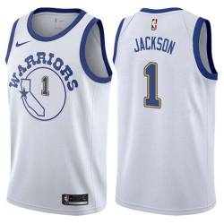 White_Throwback Stephen Jackson Twill Basketball Jersey -Warriors #1 Jackson Twill Jerseys, FREE SHIPPING