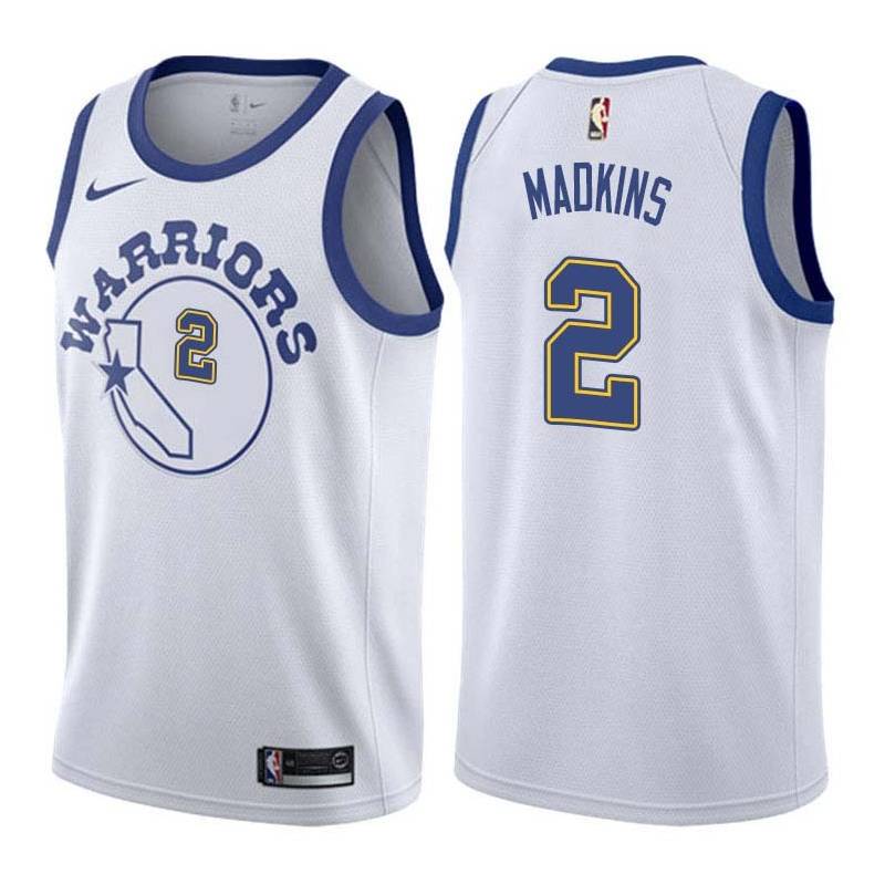 White_Throwback Gerald Madkins Twill Basketball Jersey -Warriors #2 Madkins Twill Jerseys, FREE SHIPPING