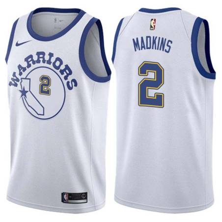 White_Throwback Gerald Madkins Twill Basketball Jersey -Warriors #2 Madkins Twill Jerseys, FREE SHIPPING