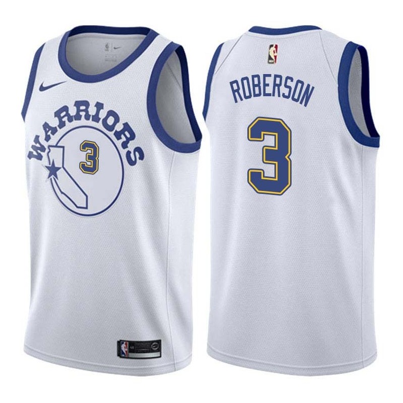 White_Throwback Anthony Roberson Twill Basketball Jersey -Warriors #3 Roberson Twill Jerseys, FREE SHIPPING