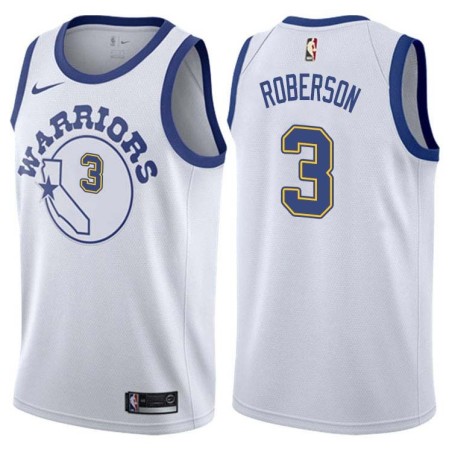 White_Throwback Anthony Roberson Twill Basketball Jersey -Warriors #3 Roberson Twill Jerseys, FREE SHIPPING