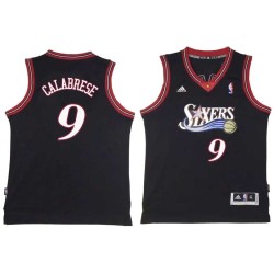 Black Throwback Gerry Calabrese Twill Basketball Jersey -76ers #9 Calabrese Twill Jerseys, FREE SHIPPING