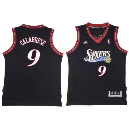 Black Throwback Gerry Calabrese Twill Basketball Jersey -76ers #9 Calabrese Twill Jerseys, FREE SHIPPING